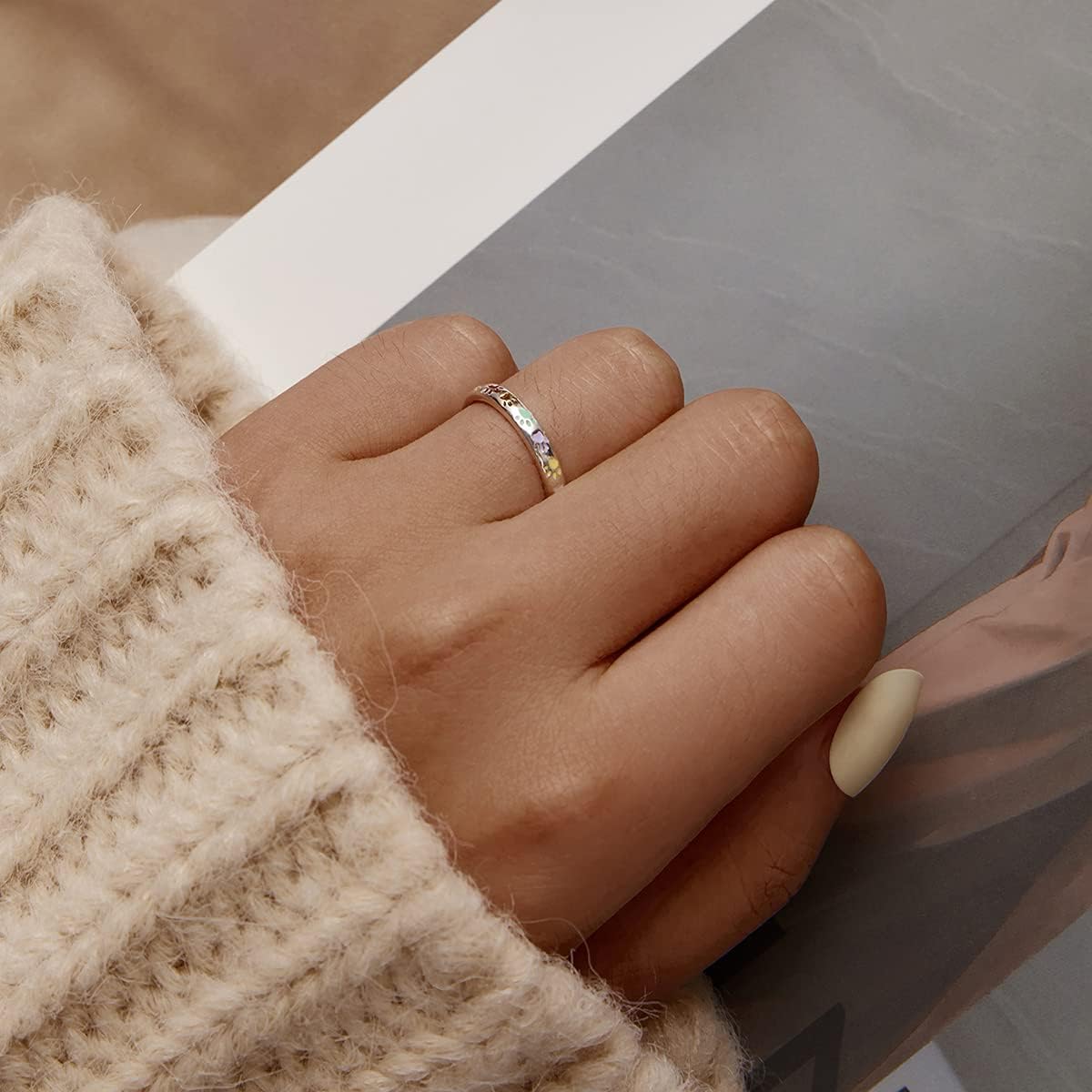 ANILLO DE PLATA DE LEY CON HUELLA