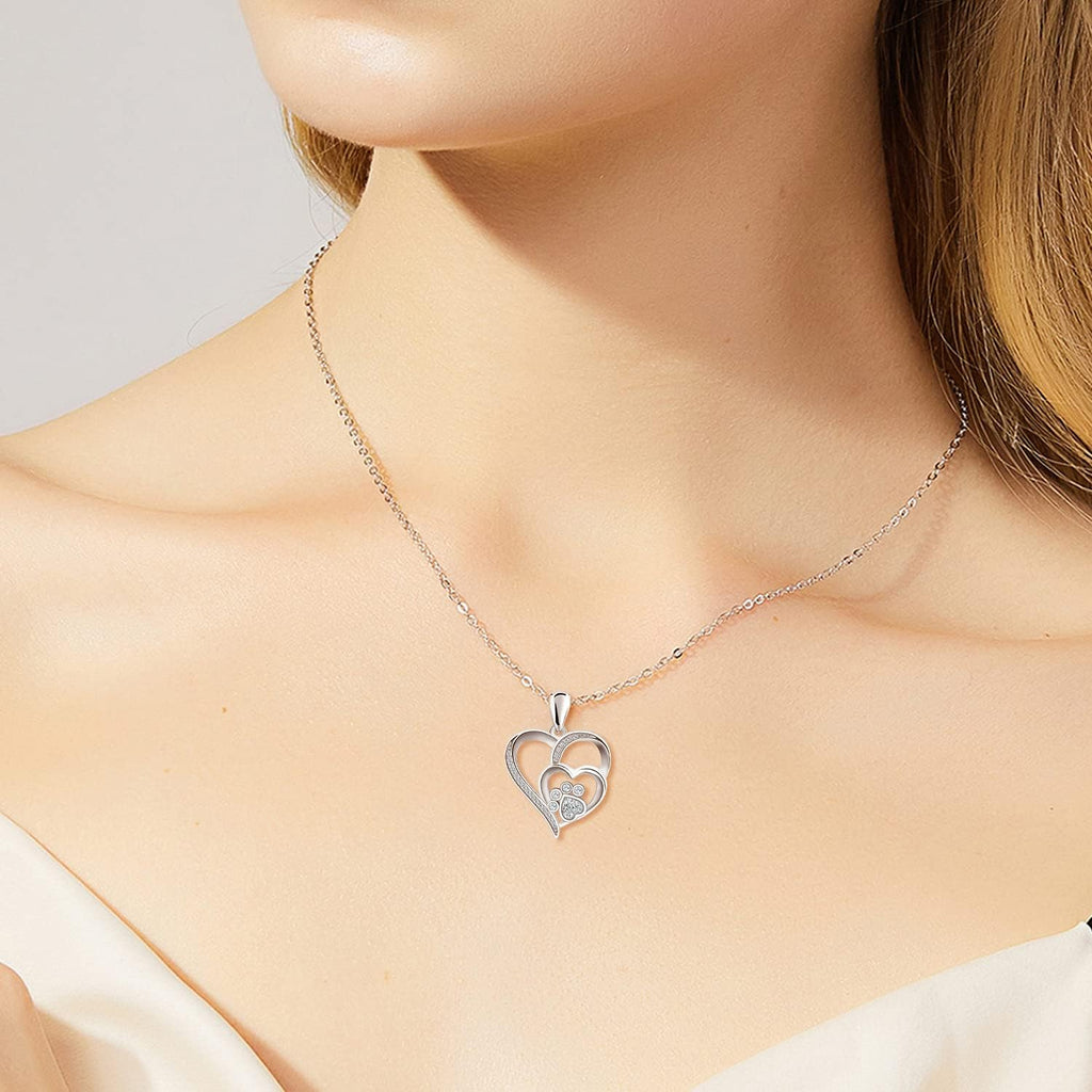COLLAR DE PLATA DE LEY CON HUELLA Y CORAZÓN
