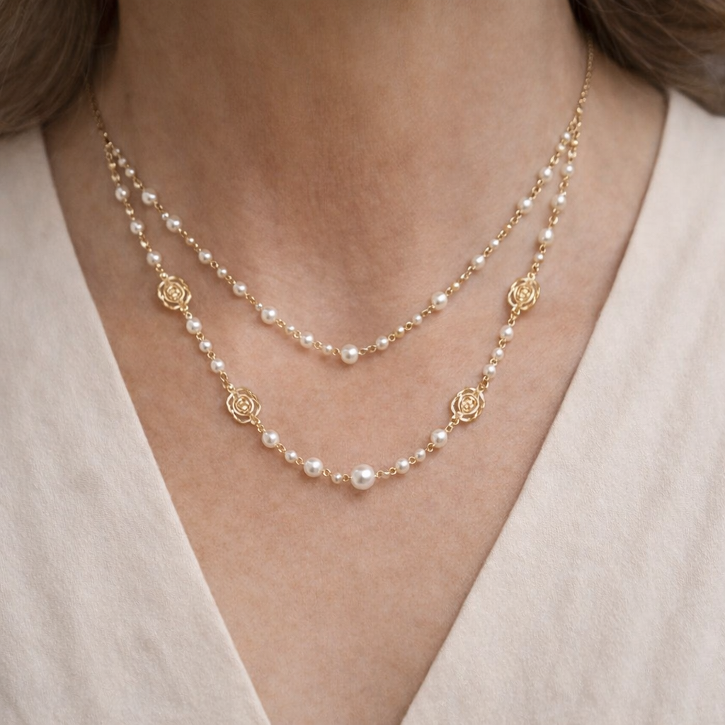 LARA | COLLAR ELEGANTE DE ORO CON PERLAS