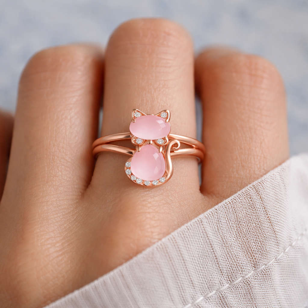 ANILLO DE GATO EN ORO ROSA