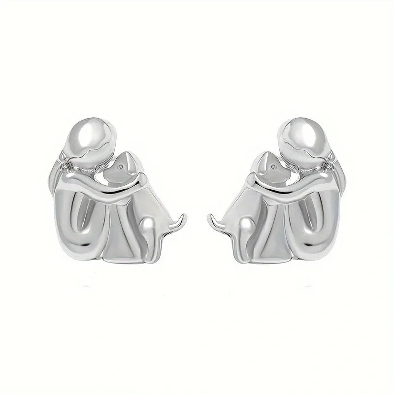 PENDIENTES HUG BICOLOR EN PLATA Y ORO