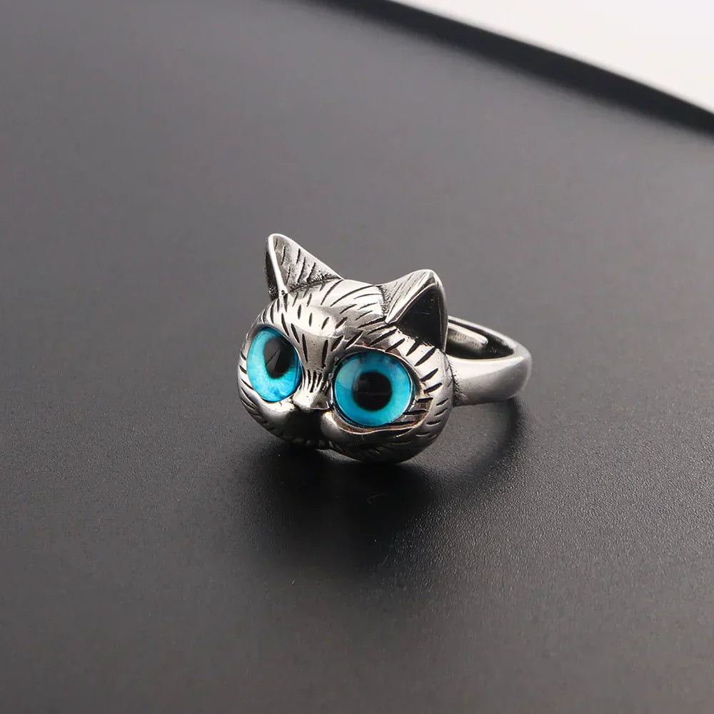 ANILLO CON GATO DE OJOS AZULES