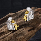 PENDIENTES HUG BICOLOR EN PLATA Y ORO