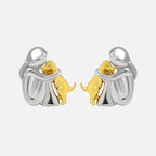 PENDIENTES HUG BICOLOR EN PLATA Y ORO