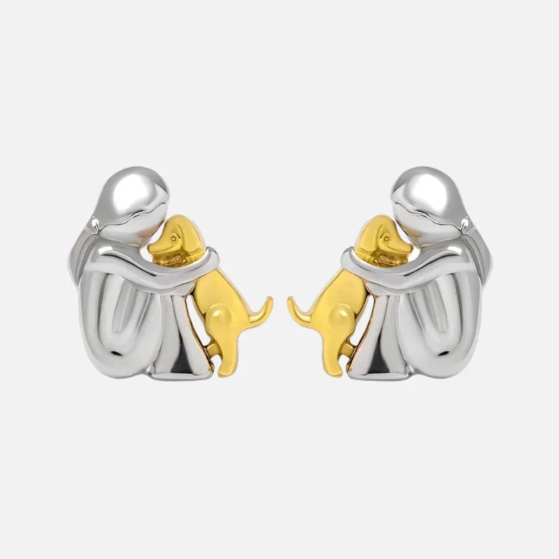PENDIENTES HUG BICOLOR EN PLATA Y ORO