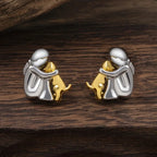 PENDIENTES HUG BICOLOR EN PLATA Y ORO