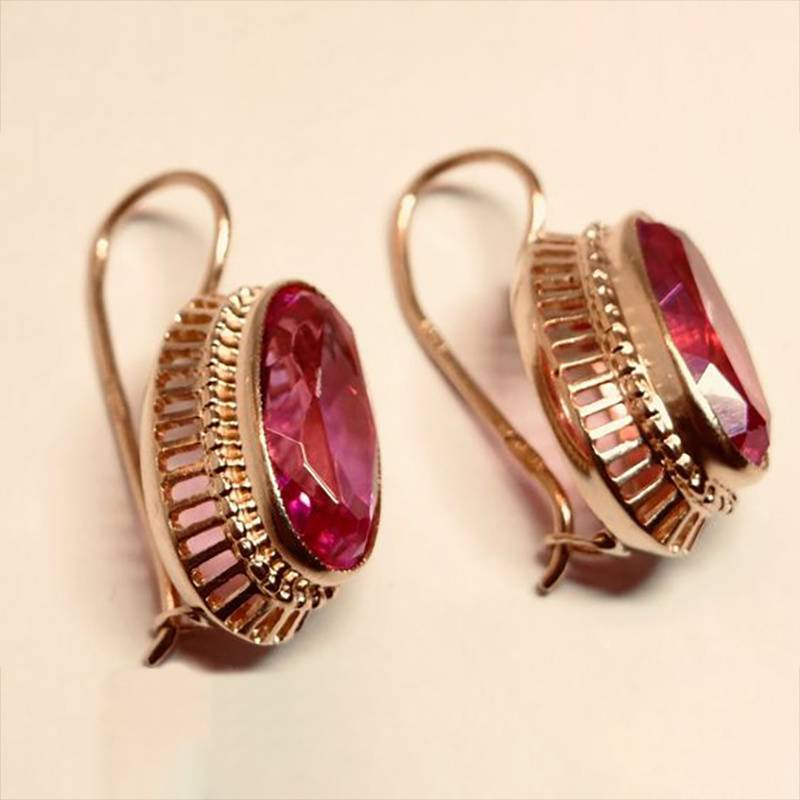 CLARE | PENDIENTES VINTAGE CON CRISTAL ROSA